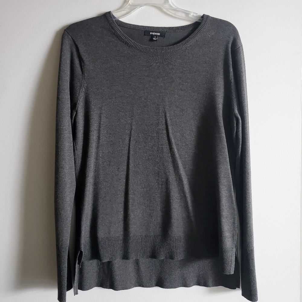 Soft gray crew neck sweater
